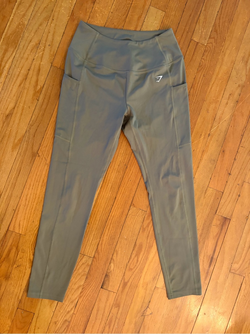 Gymshark Olive Green Athletic Leggings with Side Pockets Size L - Picture 1 of 6